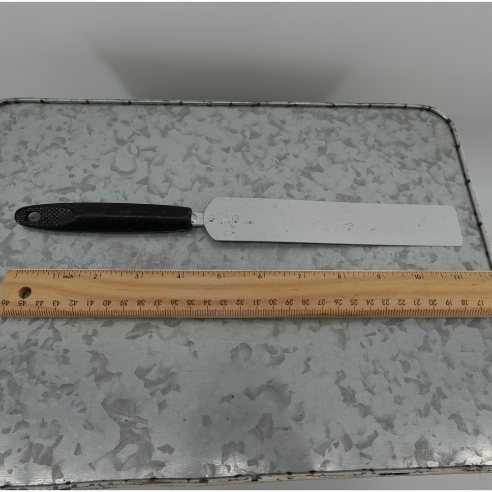 Vintage EKCO Chromium‎ Plated Icing Spreader Spatula Black Handle USA 11 Inch